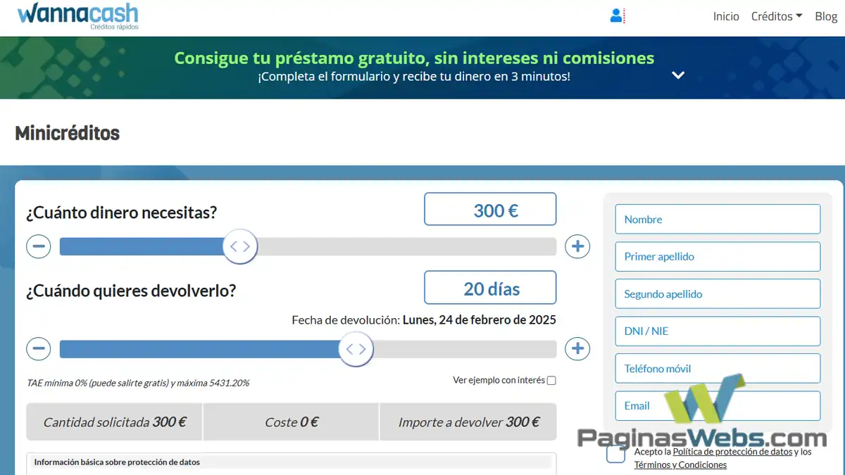 Uso inteligente de colores y contrastes Wannacash