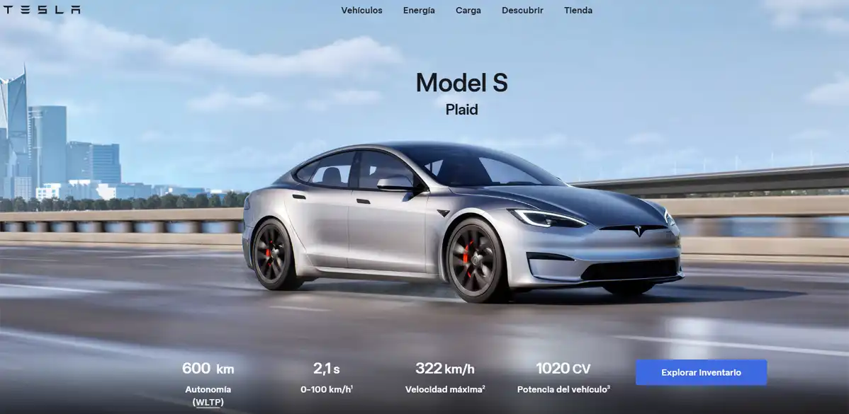 Tesla, web de ejemplo minimalista