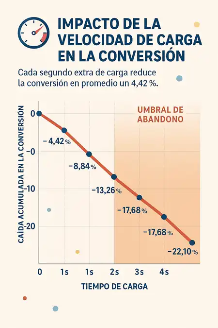 impacto de la velocidad de carga en la conversión infografía